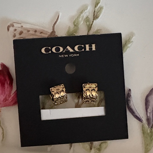 Coach Gold-Tone Stud Earrings - Picture 2 of 3
